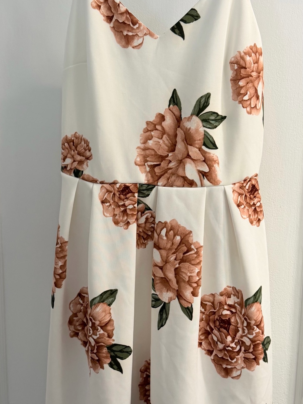 Monteau Cream Dress with Brown Floral Print
